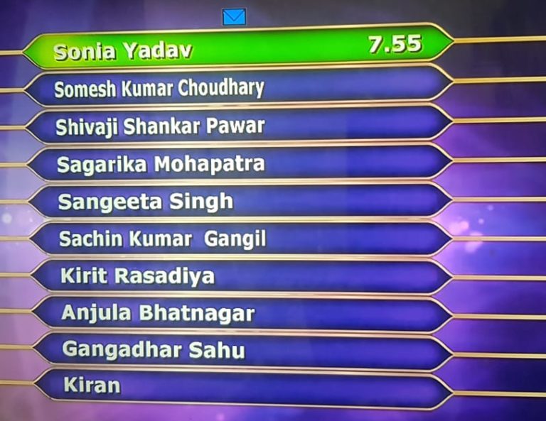 Here are Top Ten Contestant of the First week Dated 3rd Sep : KBC Season 10