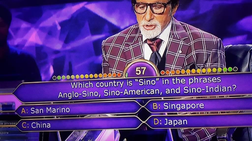Ques : Which country is “Sino” in the phrases Anglo-Sino, Sino-American, and Sino-Indian?