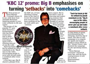Big B emphasises on turning setbacks in to comebacks