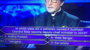 In which state did a politician named P Subhash Chandra Bose become deputy chief minister in 2019