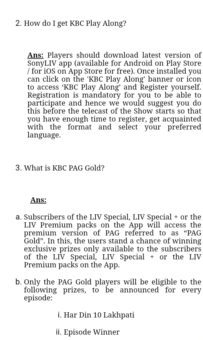 What is KBC Play ALong Gold