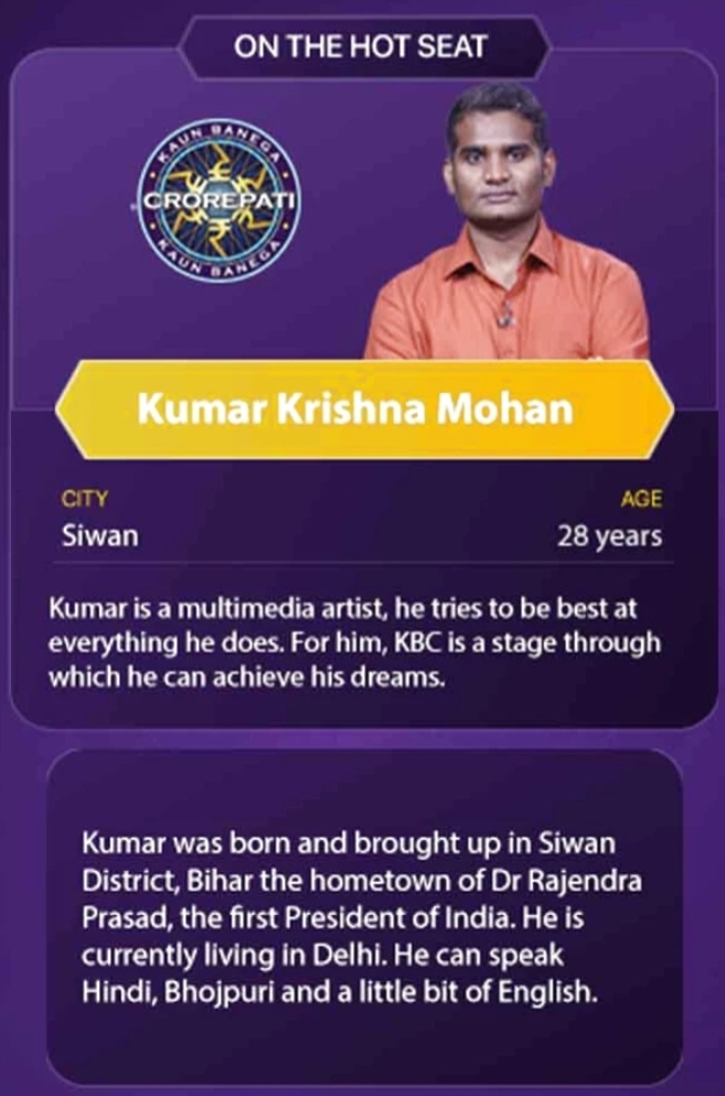 Kumar Krishna Mohan KBC Contestant