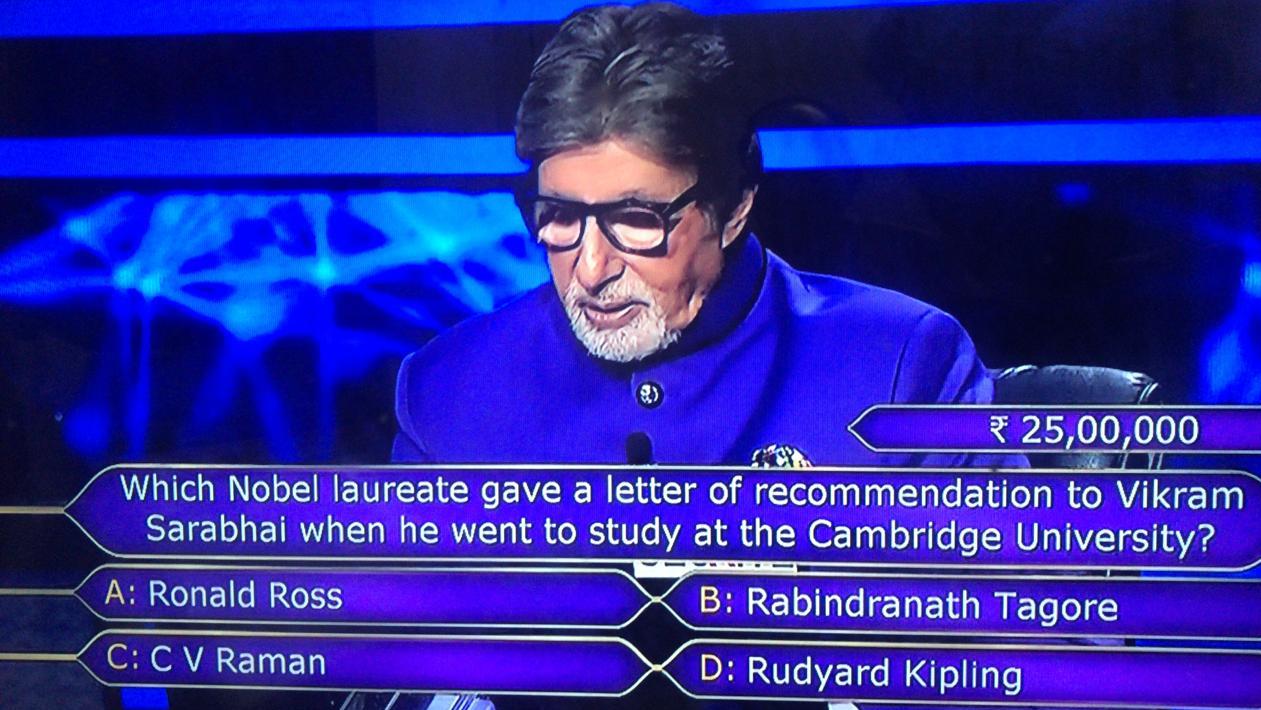 Which Nobel laureate gave a letter of recommendation to Vikram Sarabhai when he went to study at the Cambridge University