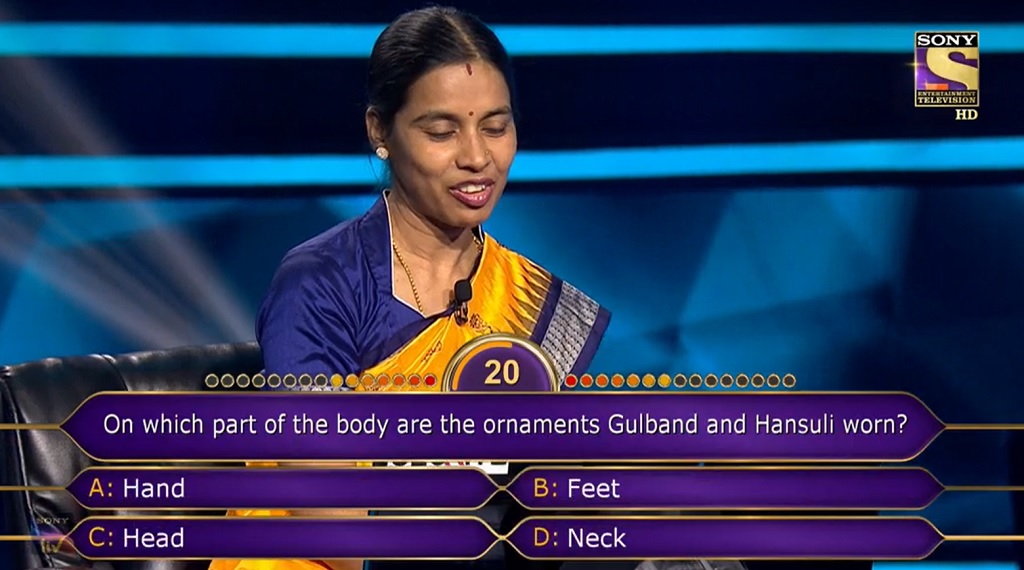 Ques : On which part of the body are the ornaments Gulband and Hansuli worn?