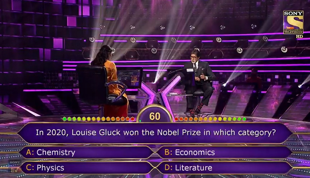 Ques : In 2020, Louise Gluck won the Nobel Prize in which category?