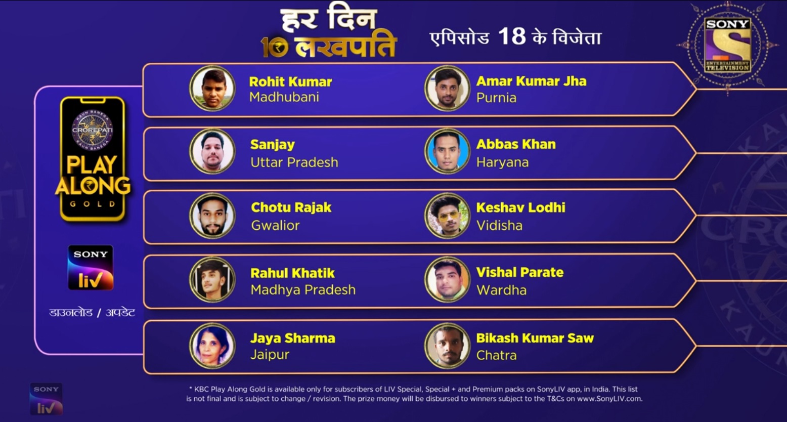 Congratulations to our 10 Lakhpatis from 15th September