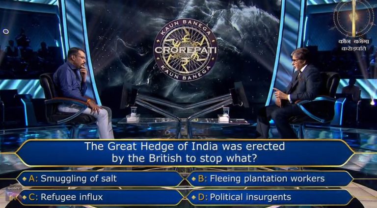 Ques : The Great Hedge of India was erected by the British to stop what?