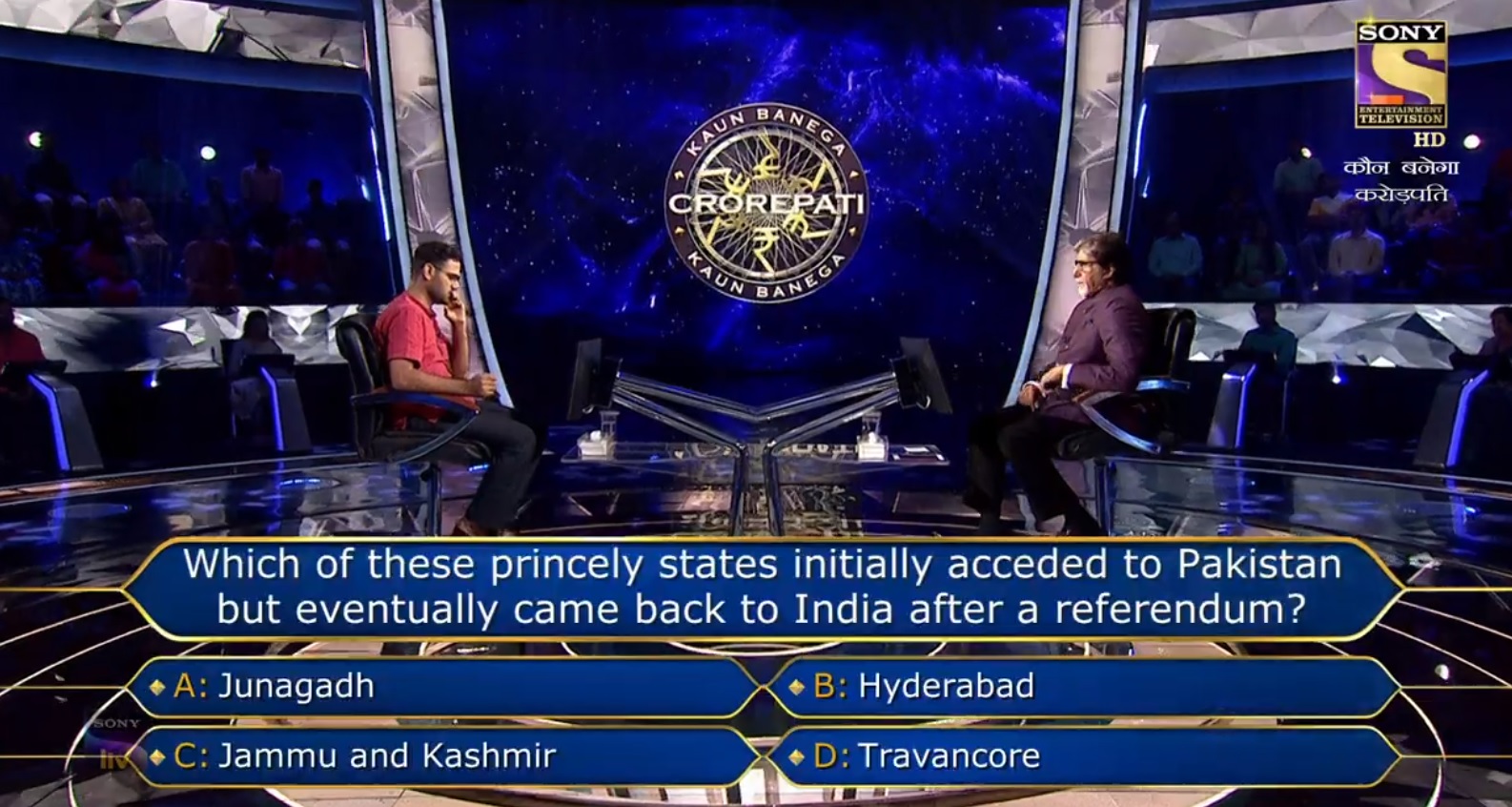 Ques : Which of these princely states initially acceded to Pakistan but eventually came back to India after a referendum?