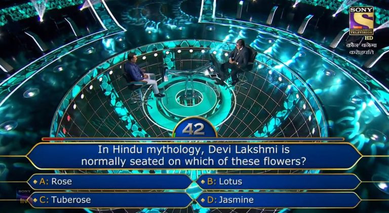 Ques : In Hindu mythology, Devi Lakshmi is normally seated on which of these flowers?