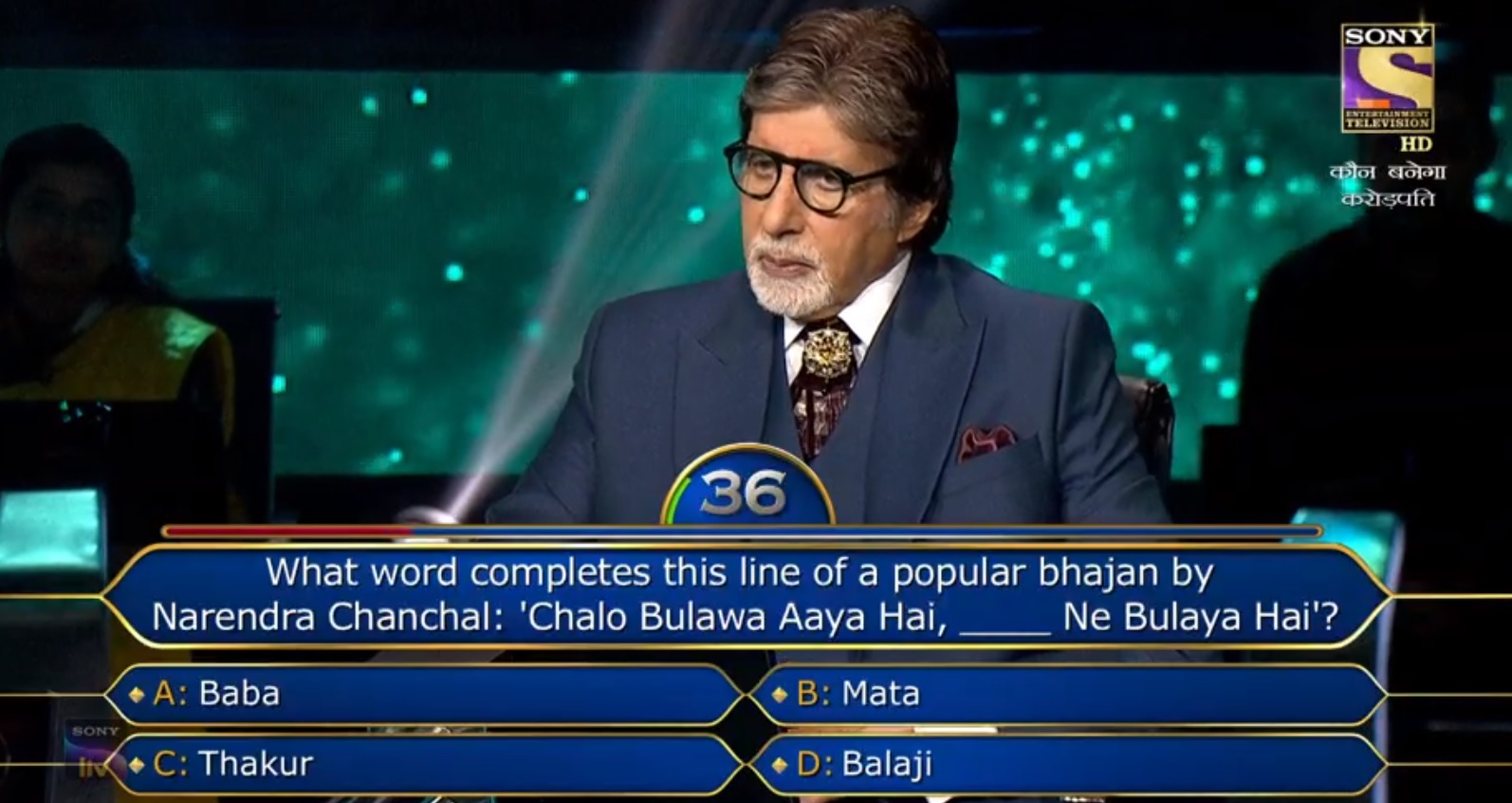 Ques : What word completes this line of a popular bhajan by Narendra Chanchal: ‘Chalo Bulawa Aaya Hai, ______ Ne Bulaya Hai’?