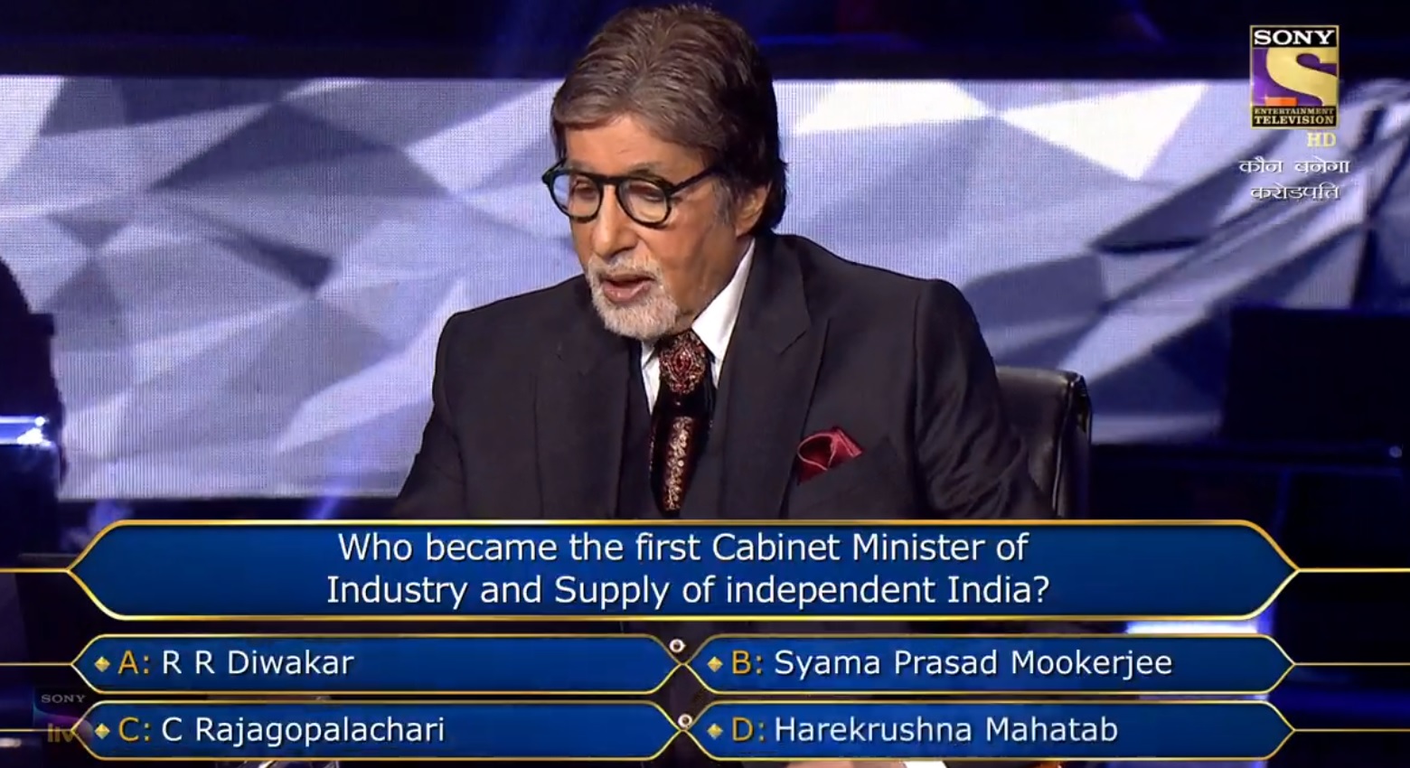 Ques : Who became the first Cabinet Minister of Industry and Supply of independent India?