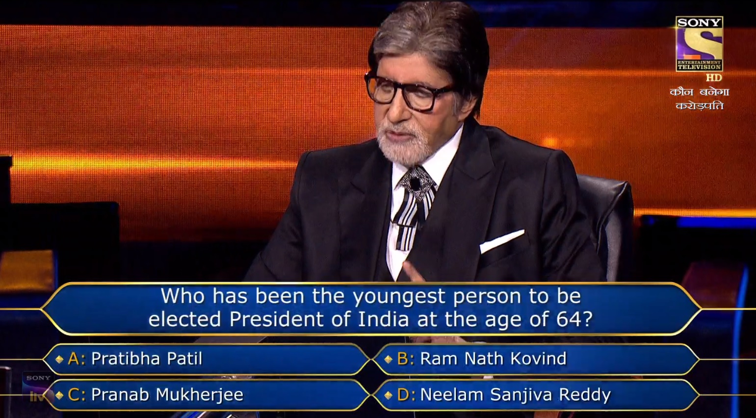 Ques : Who has been the youngest person to be elected President of India at the age of 64?
