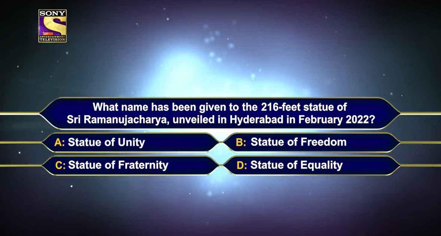 equality statue KBC Registration 14th Question sony 2022