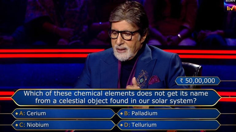 Ques : Which of these chemical elements does not get its name from a celestial object found in our solar system?