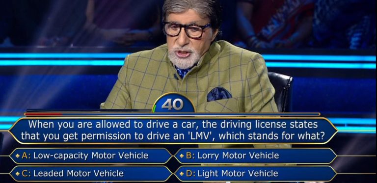 Ques : when you are allowed to drive a car, the driving license states that you get permission to drive an ‘LMV’, which stands for what?