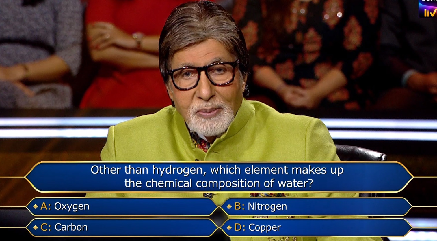 KBC Junior Registration Ques : Other than hydrogen, which element makes up the chemical composition of water?