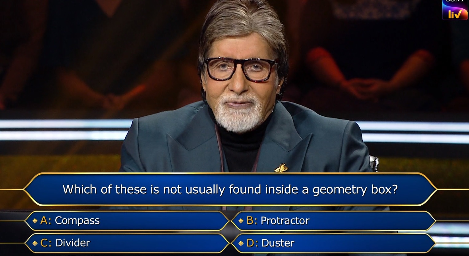 KBC Junior Registration – 13th Oct Ques : Which of these is not usually found inside a geometry box?