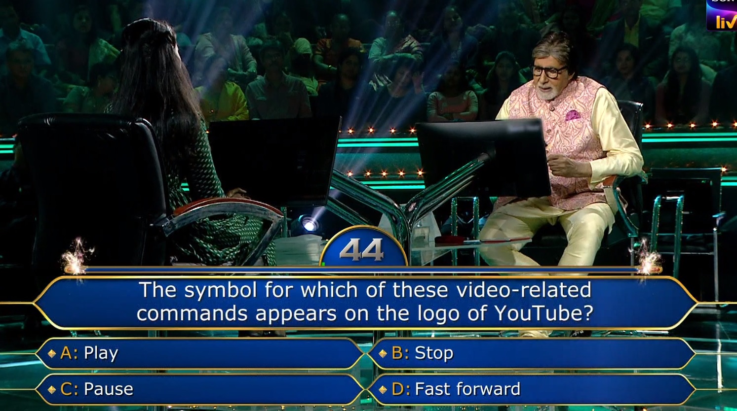 Ques : The symbol for which of these video-related commands appears on the logo of YouTube?