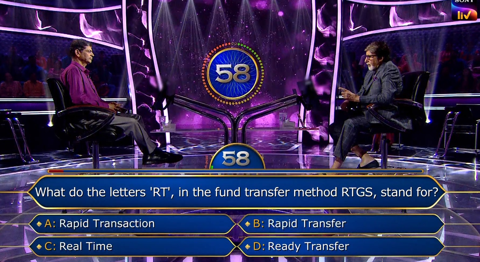 Ques : What do the letters ‘RT’ in the fund transfer method RTGS, stand for?