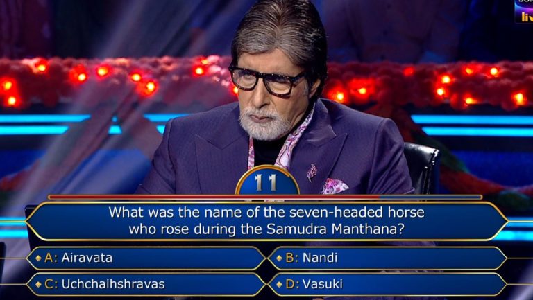 Ques : What was the name of the seven-headed horse who rose during the Samudra Manthana?