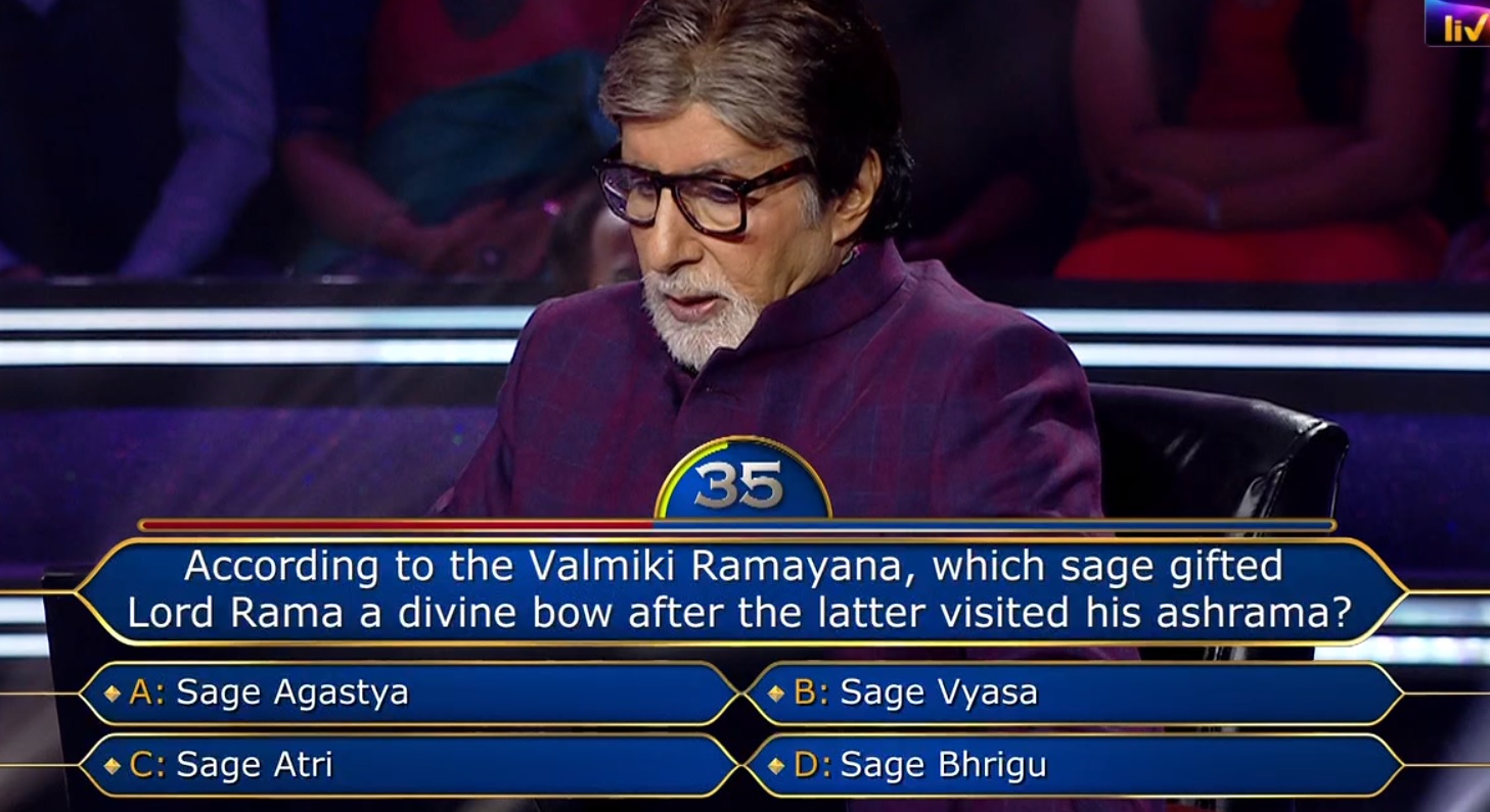 Ques : According to the Valmiki Ramayana, which sage gifted Lord Rama a divine bow after the latter visited his ashrama?
