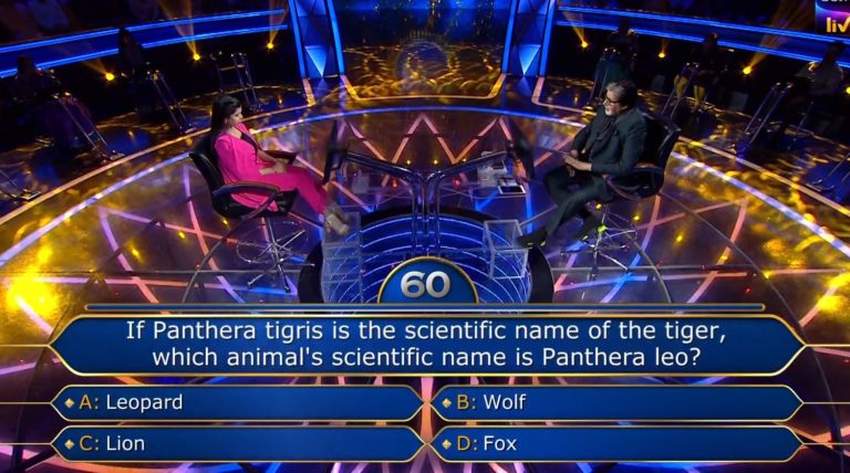 Ques : If Panthera tigris is the scientific name of the tiger, which animal’s scientific name is Panthera leo?