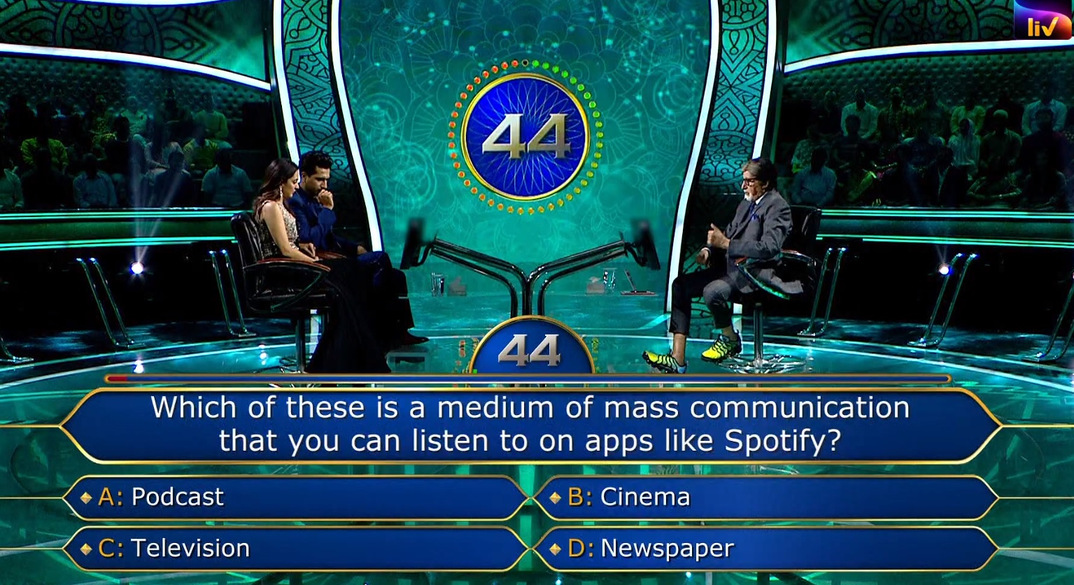 Ques : Which of these is a medium of mass communication that you can listen to on apps like Spotify?