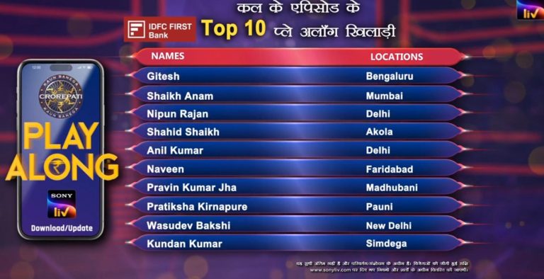 Congratulations to our 10 Players on Play Along from 26th September – KBC Play Along Winners